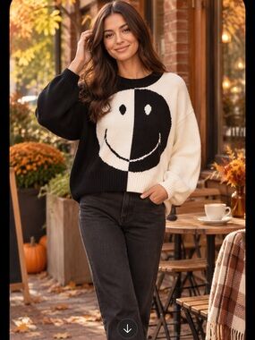 Farm Rio x Smiley Icon Pullover Sweater